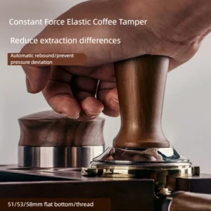 Compactador de café expresso 51 mm, 53 mm e 58 mm, em madeira maciça com mola interna de força balanceada, base em aço inoxidável, utensílios de barista.